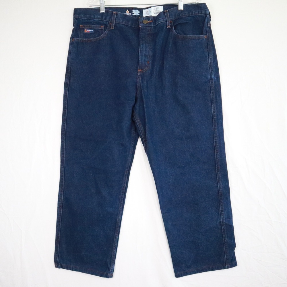 LAPCO FR Jeans Mens 38x27 Flame Resistant CAT‎ 2 Work 5-Pocket Cotton Denim Blue